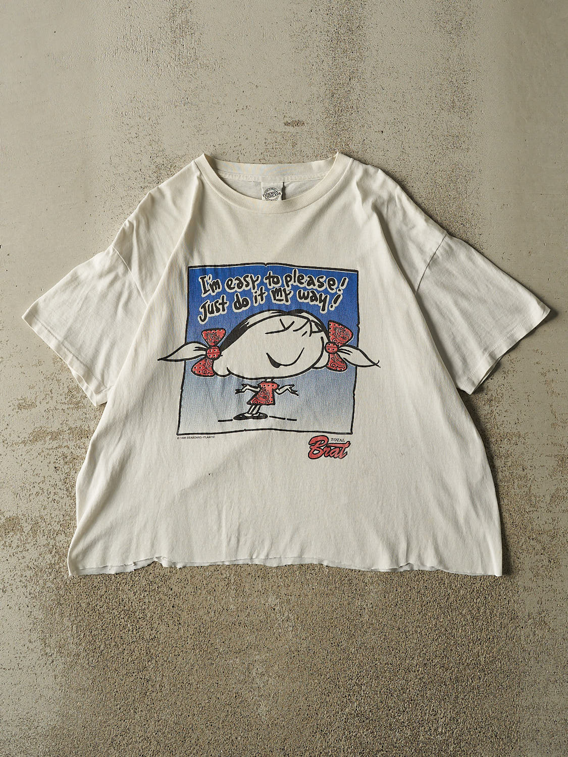 Vintage 96' White "Easy to Please, Just Do It My Way" Cropped Tee (M/L)