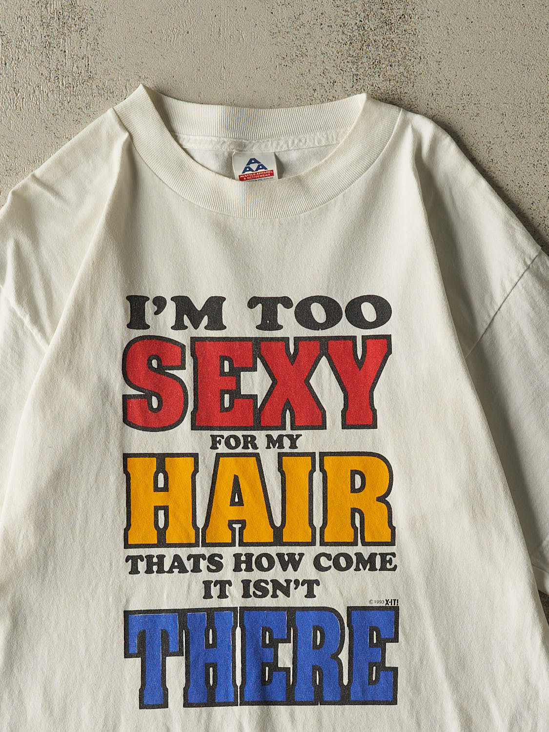 Vintage 93' White "I'm Too Sexy For My Hair" Tee (M/L)