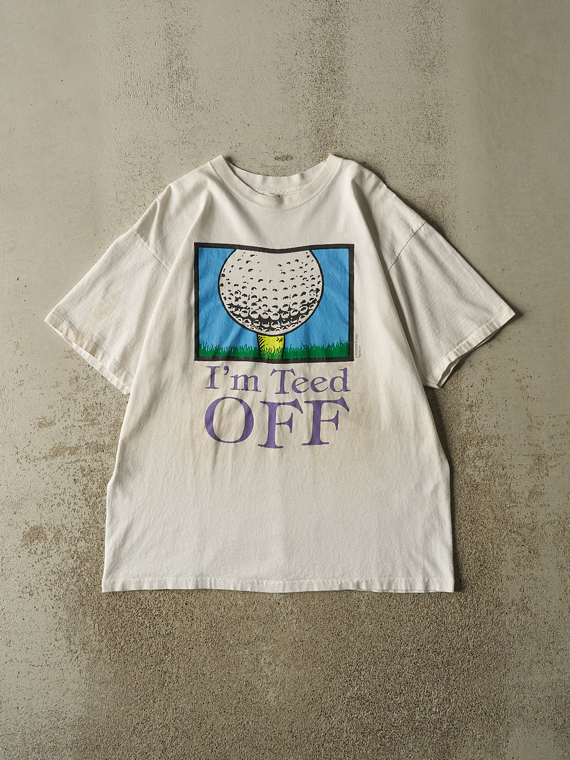 Vintage 92' White "I'm Teed Off" Golf Slogan Single Stitch Tee (L/XL)