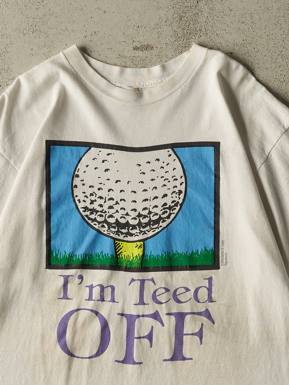 Vintage 92' White "I'm Teed Off" Golf Slogan Single Stitch Tee (L/XL)