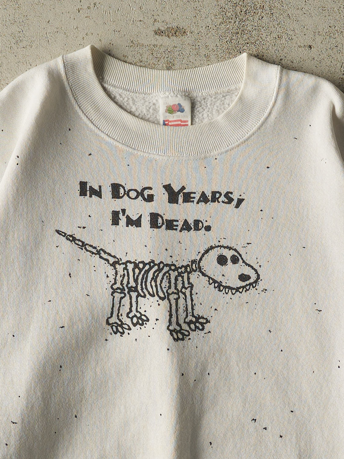 Vintage 90s White "In Dog Years I'm Dead" Crewneck (XL/XXL)