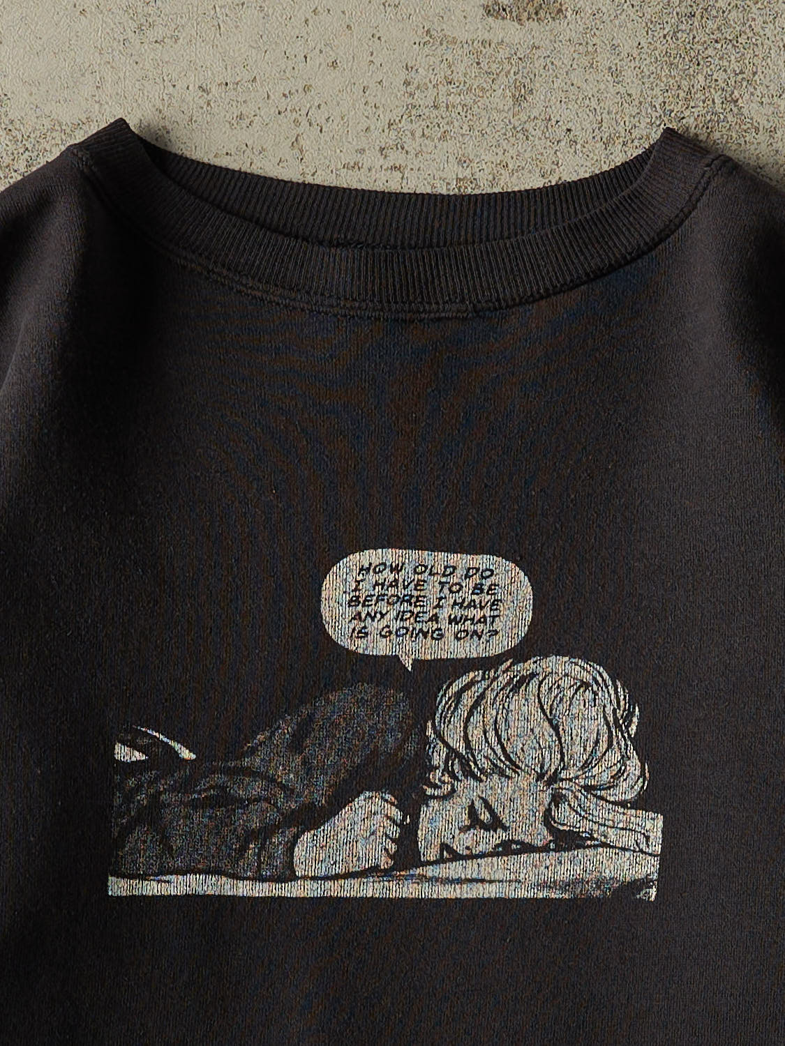 Vintage 90s Black "How Old Do I Have To Be" Cropped Crewneck (XS)