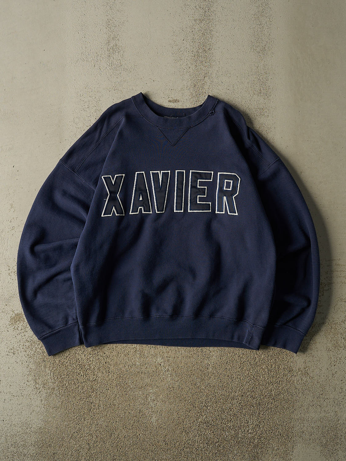 Vintage 90s Navy Blue Xavier Embroidered Crewneck (L/XL)