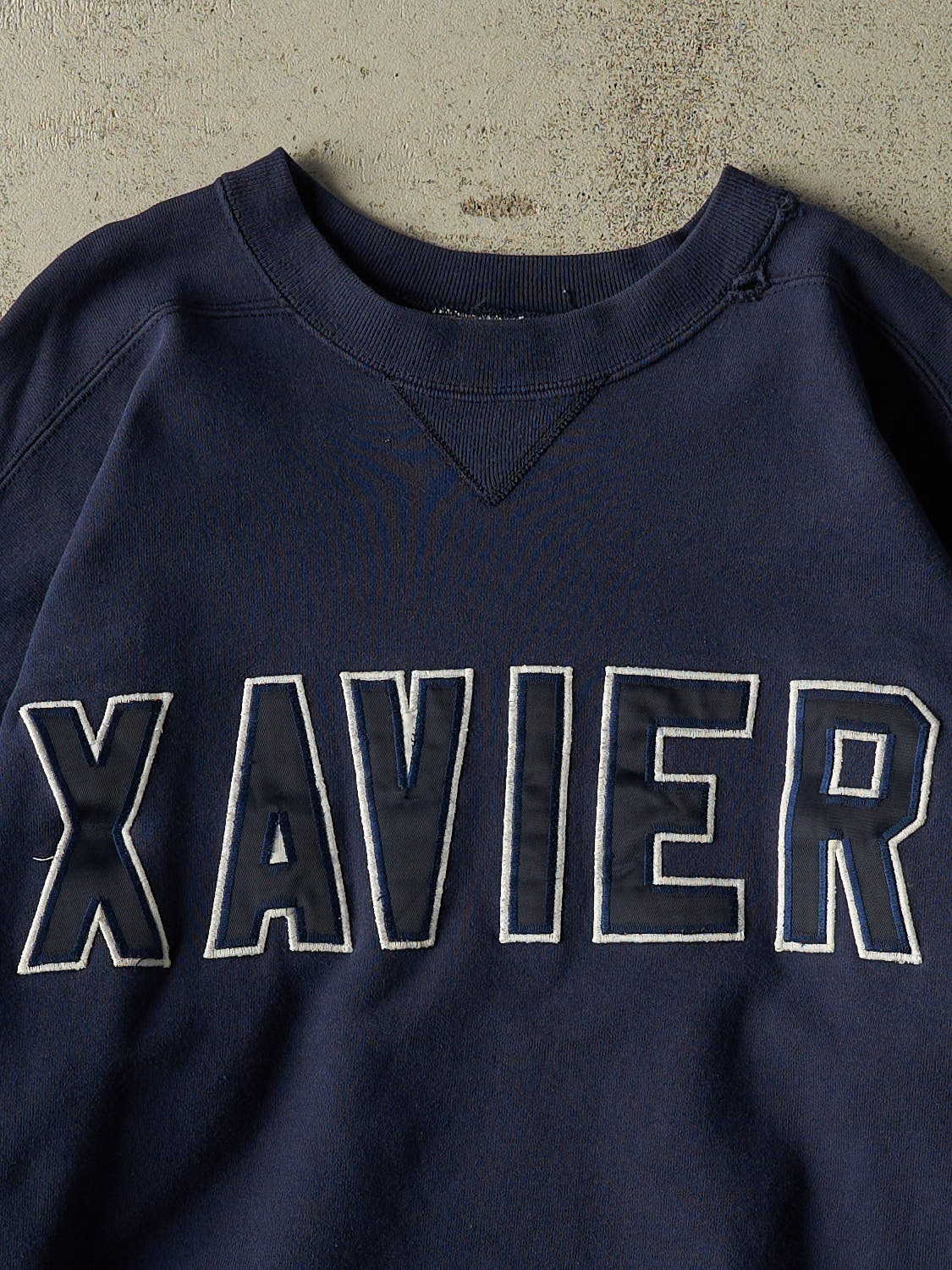 Vintage 90s Navy Blue Xavier Embroidered Crewneck (L/XL)