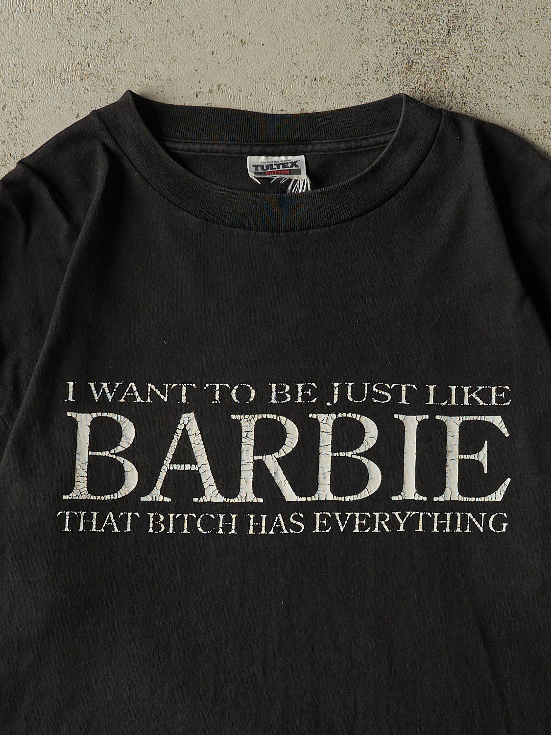 Vintage RARE 90s Black "Just Like Barbie" Tee (L/XL)