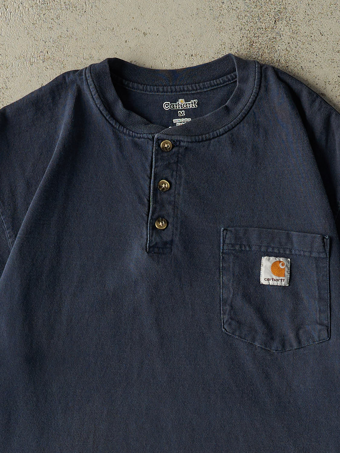 Vintage Y2K Navy Blue Carhartt Quarter Button Tee (M/L)