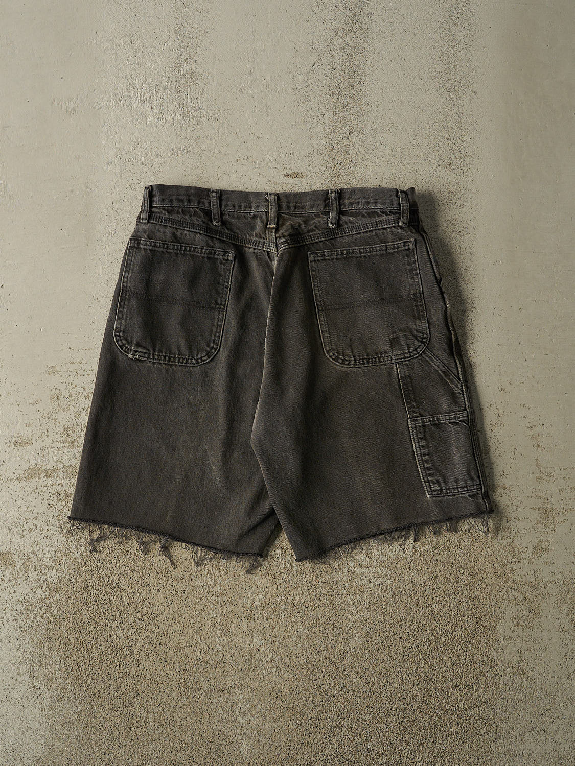 Vintage 90s Faded Black Rustler Carpenter Denim Shorts (35x10.5)
