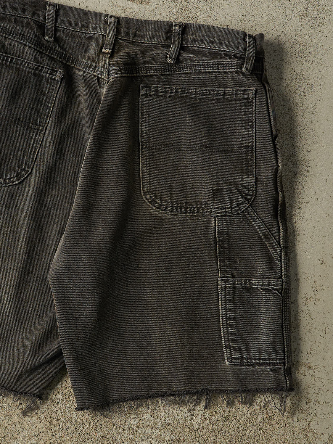 Vintage 90s Faded Black Rustler Carpenter Denim Shorts (35x10.5)