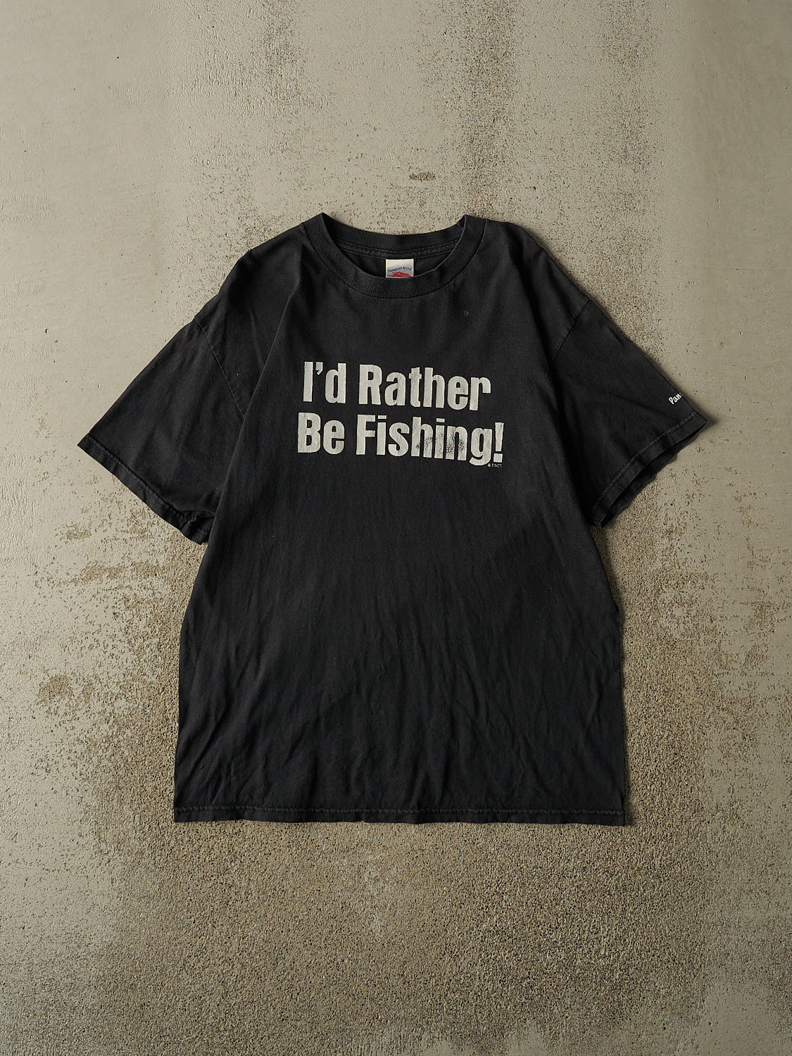 Vintage Y2K Black "Rather Be Fishing" Tee (M/L)