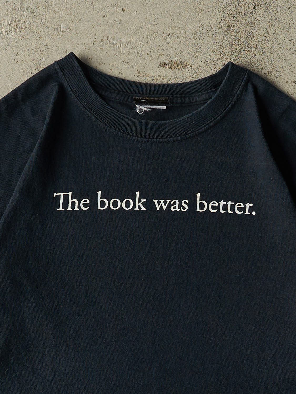 Vintage Y2K Navy Blue "The Book Was Better" Tee (M/L)