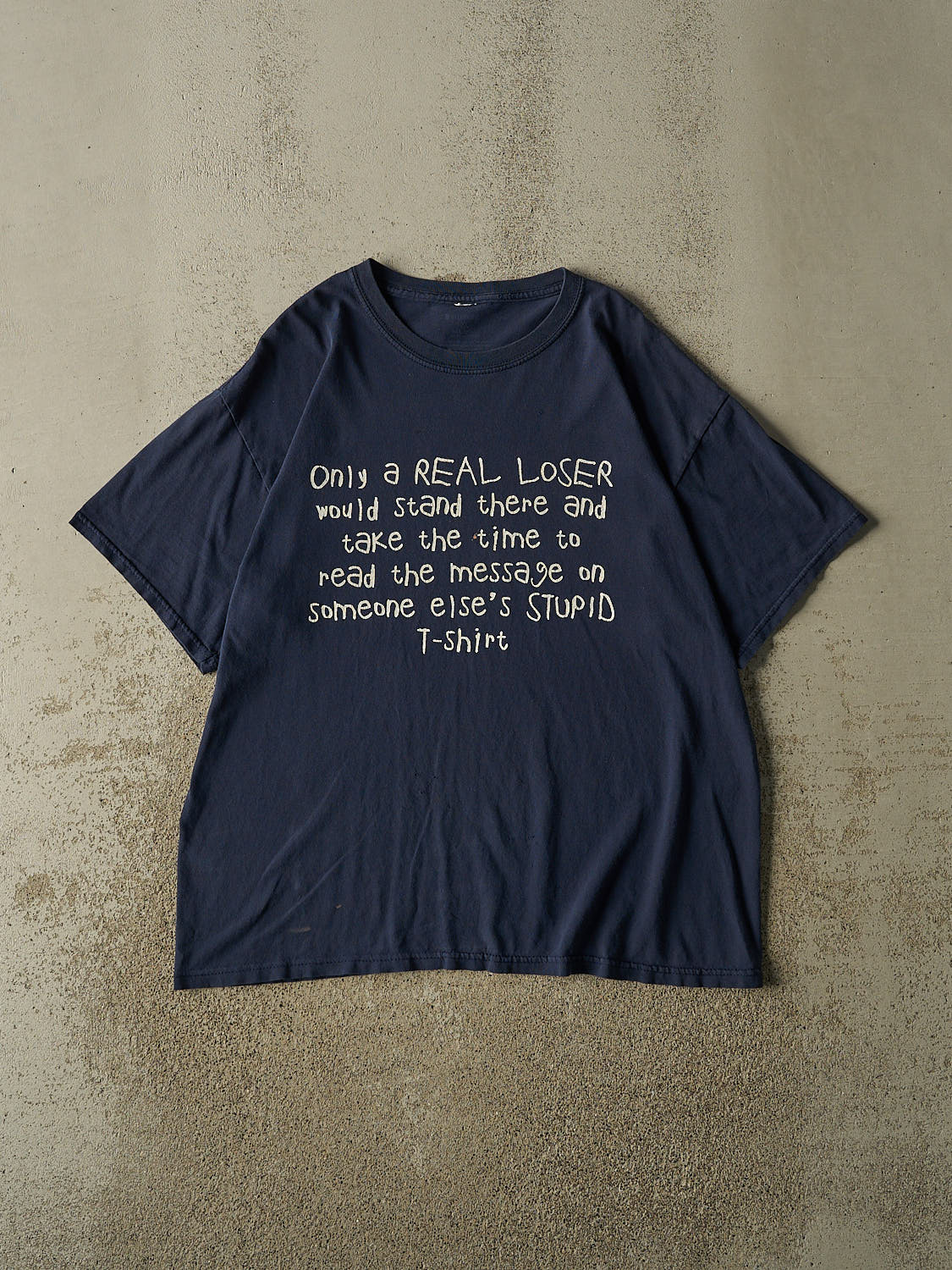 Vintage Y2K Navy Blue "Only A Real Loser" Tee (L/XL)