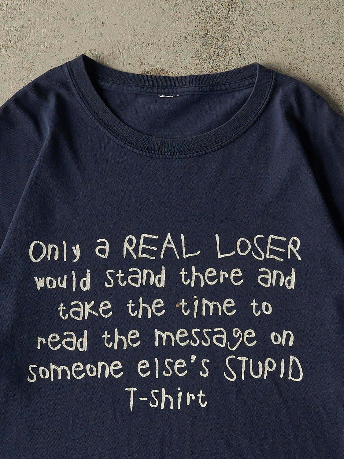 Vintage Y2K Navy Blue "Only A Real Loser" Tee (L/XL)