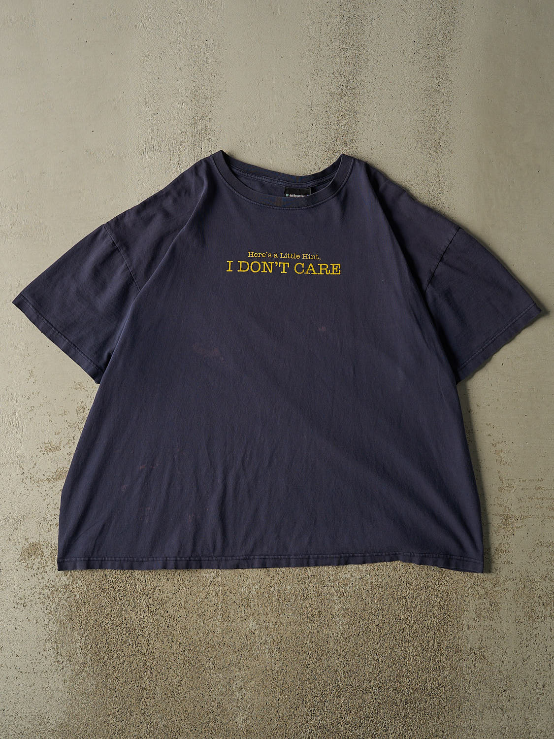 Vintage 90s Faded Navy "Hint, I Don't Care" Tee (XXL/XXXL)