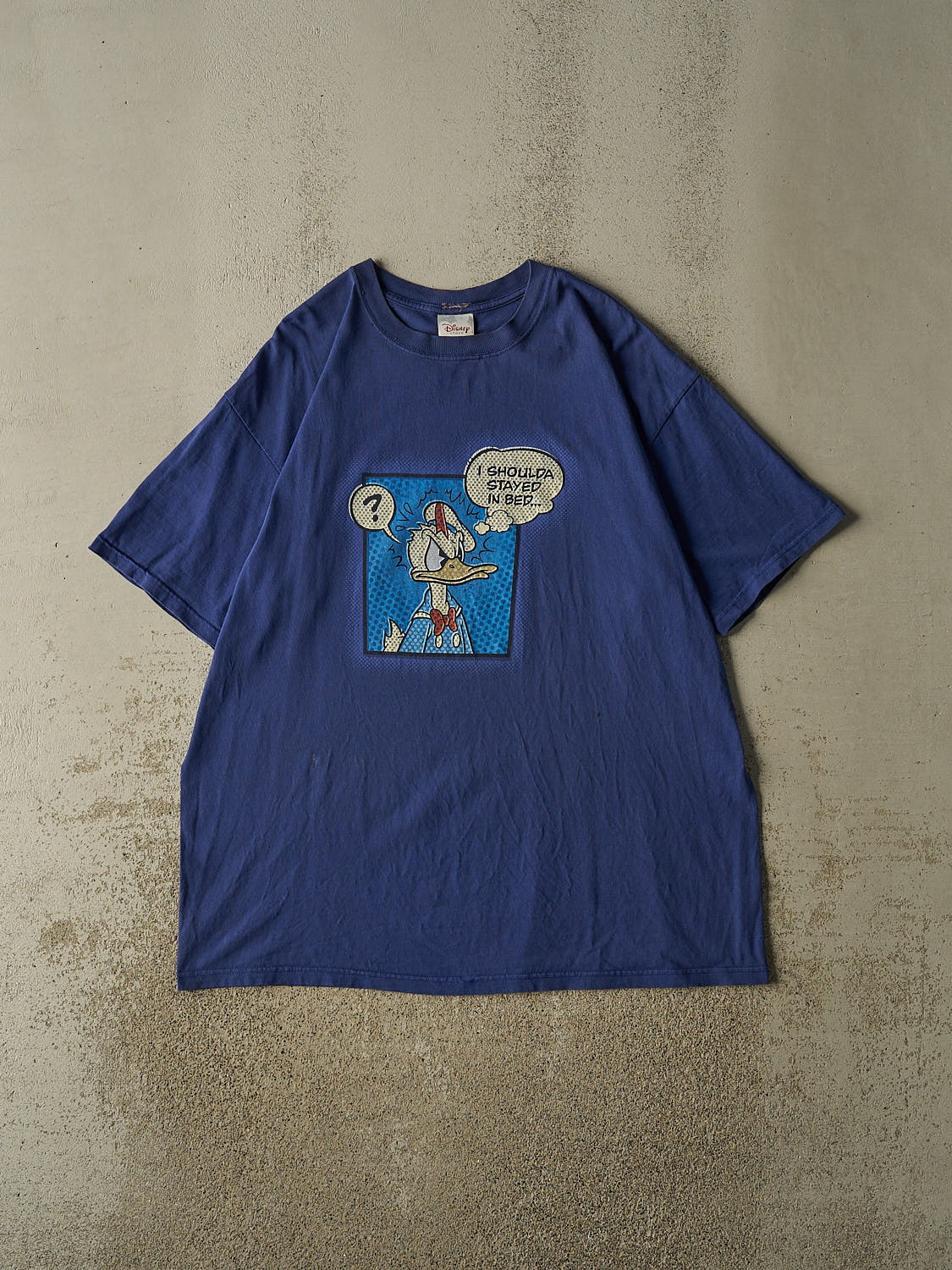 Vintage 90s Blue Donald Duck "Should Have Stayed In Bed" Tee (XXL)