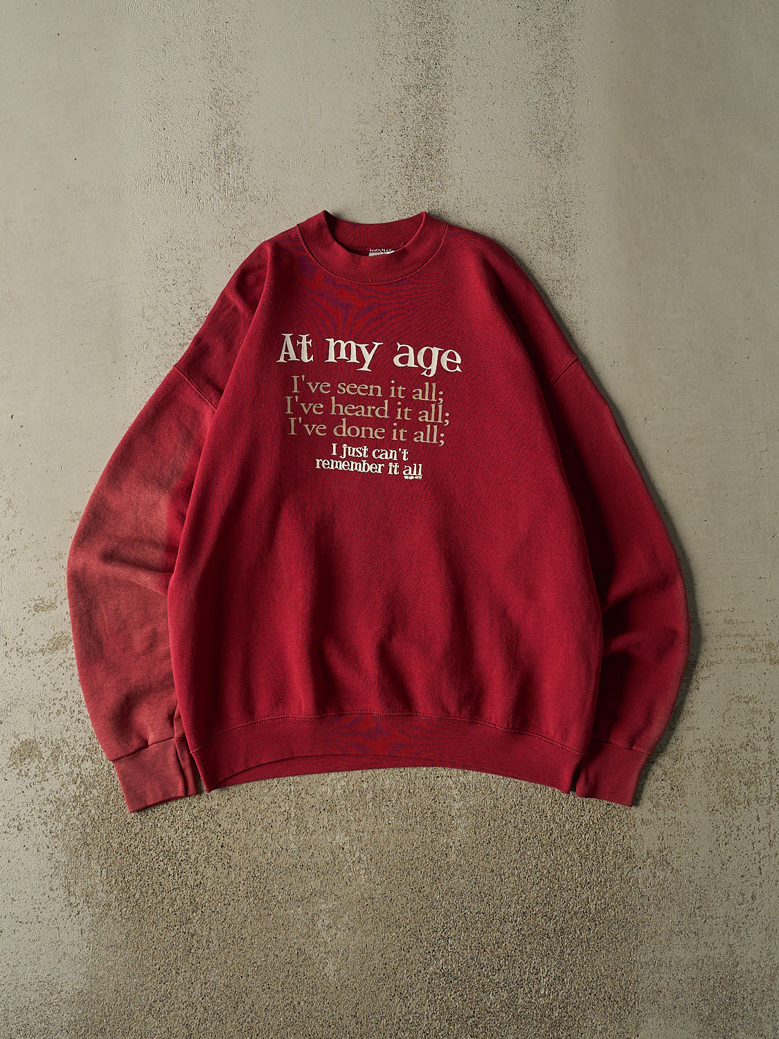 Vintage 90s Burgundy "Can't Remember" Crewneck (XL)