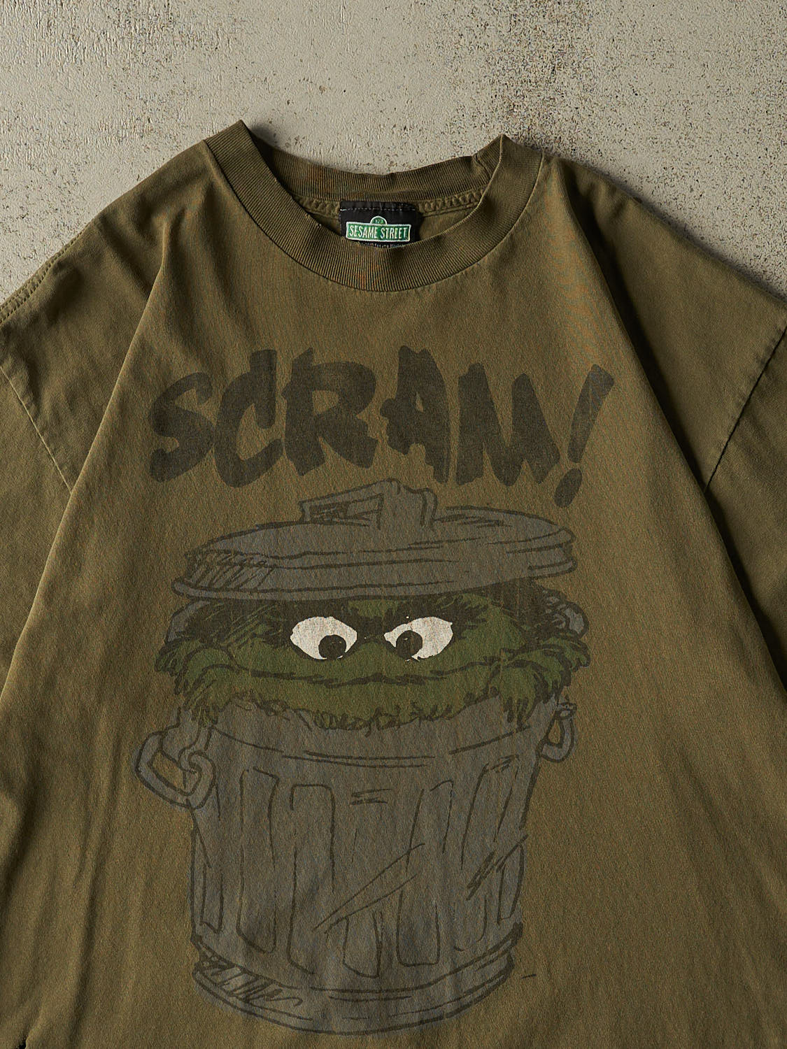 Vintage 10' Green Sesame Street "Scram!" Tee (L)