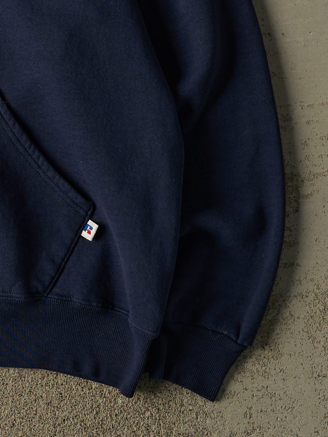 Vintage 90s Navy Blue Russell Athletic Blank Zip Up Hoodie (L)
