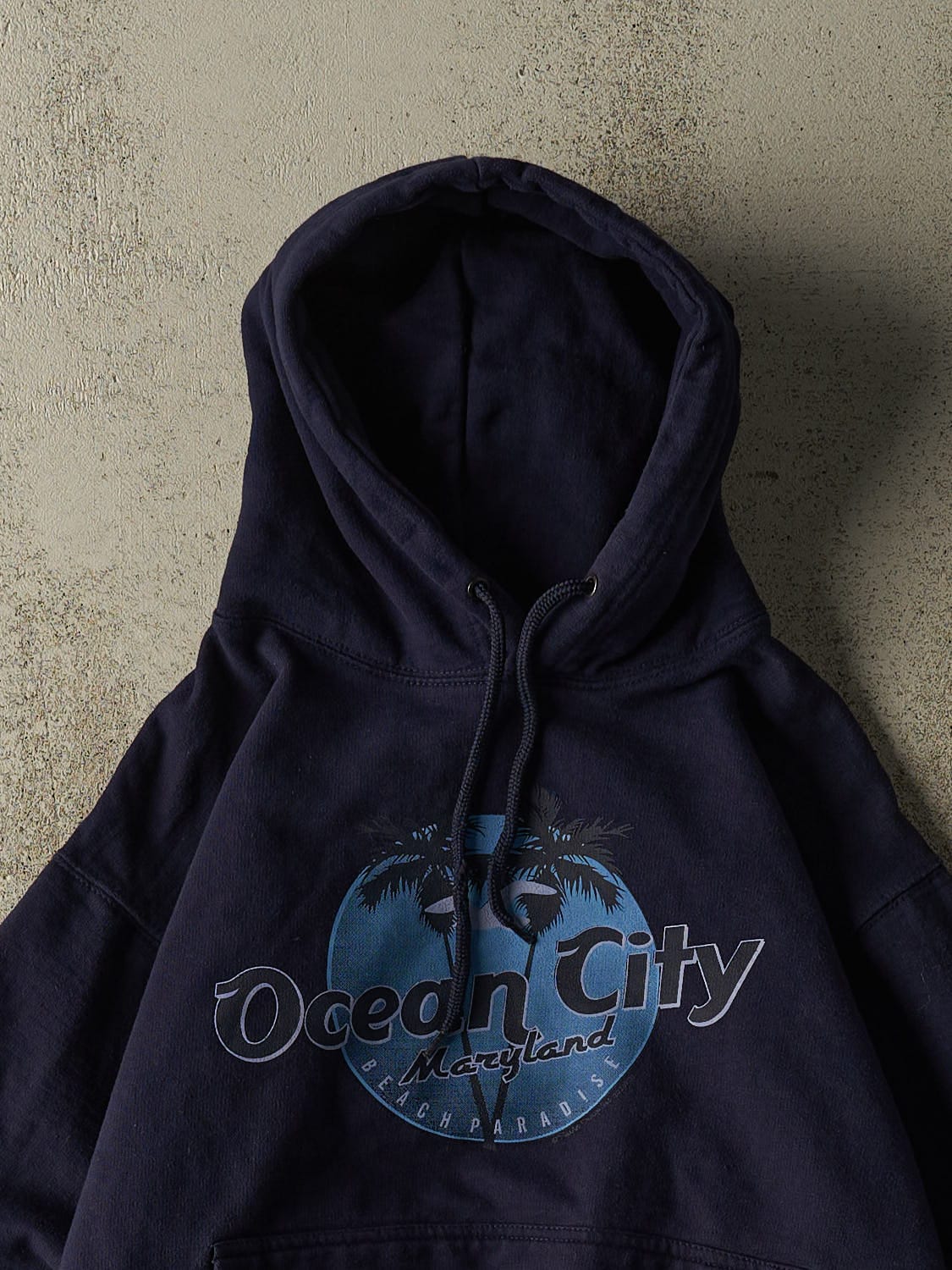 Vintage Y2K Navy Blue Ocean City Maryland Hoodie (XXS)