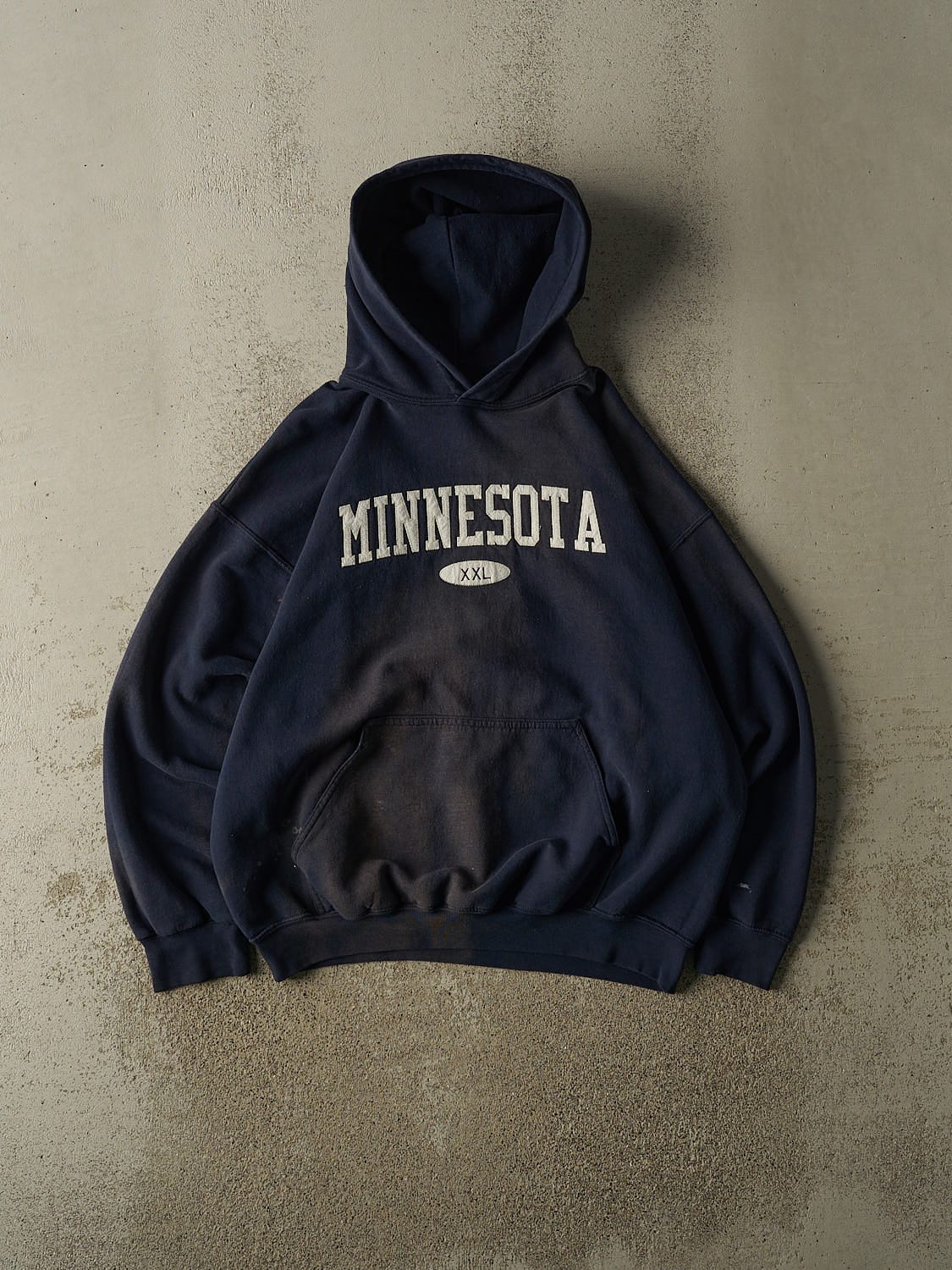 Vintage 90s Sun Faded Navy Minnesota Embroidered Hoodie (L/XL)