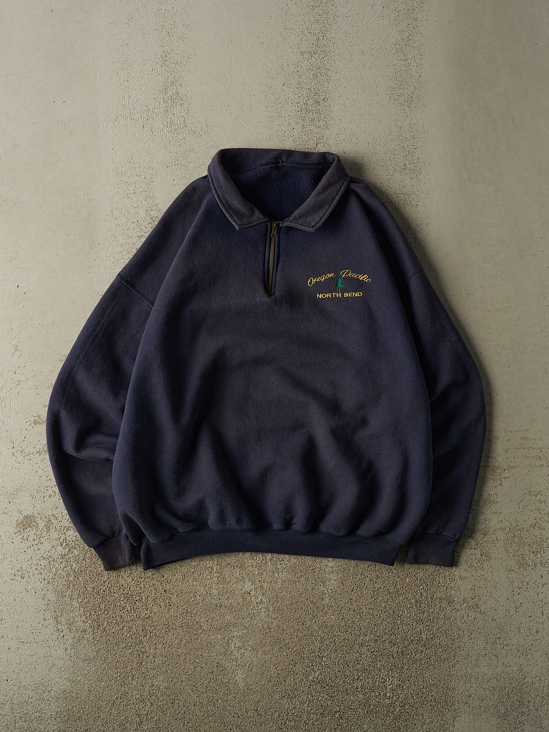 Vintage 90s Navy Blue Oregon Pacific Quarter Zip Sweater (XL/XXL)