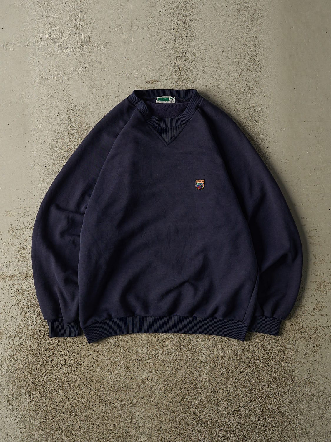 Vintage 80s Navy Blue Puma Embroidered Crewneck (XS)