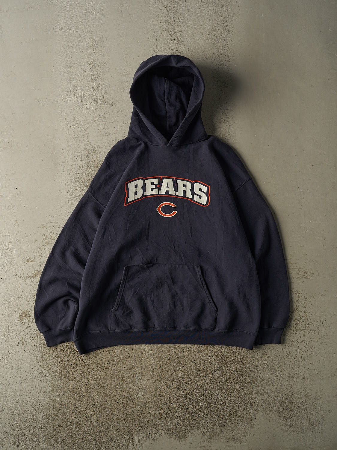 Vintage Y2K Sun Faded Navy Chicago Bears Hoodie (XXL)