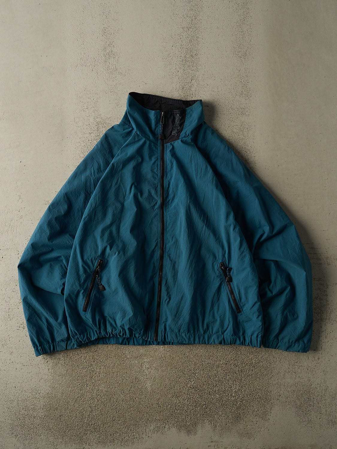Vintage 90s Teal Jansport Zip Up Windbreaker Jacket (XL/XXL)