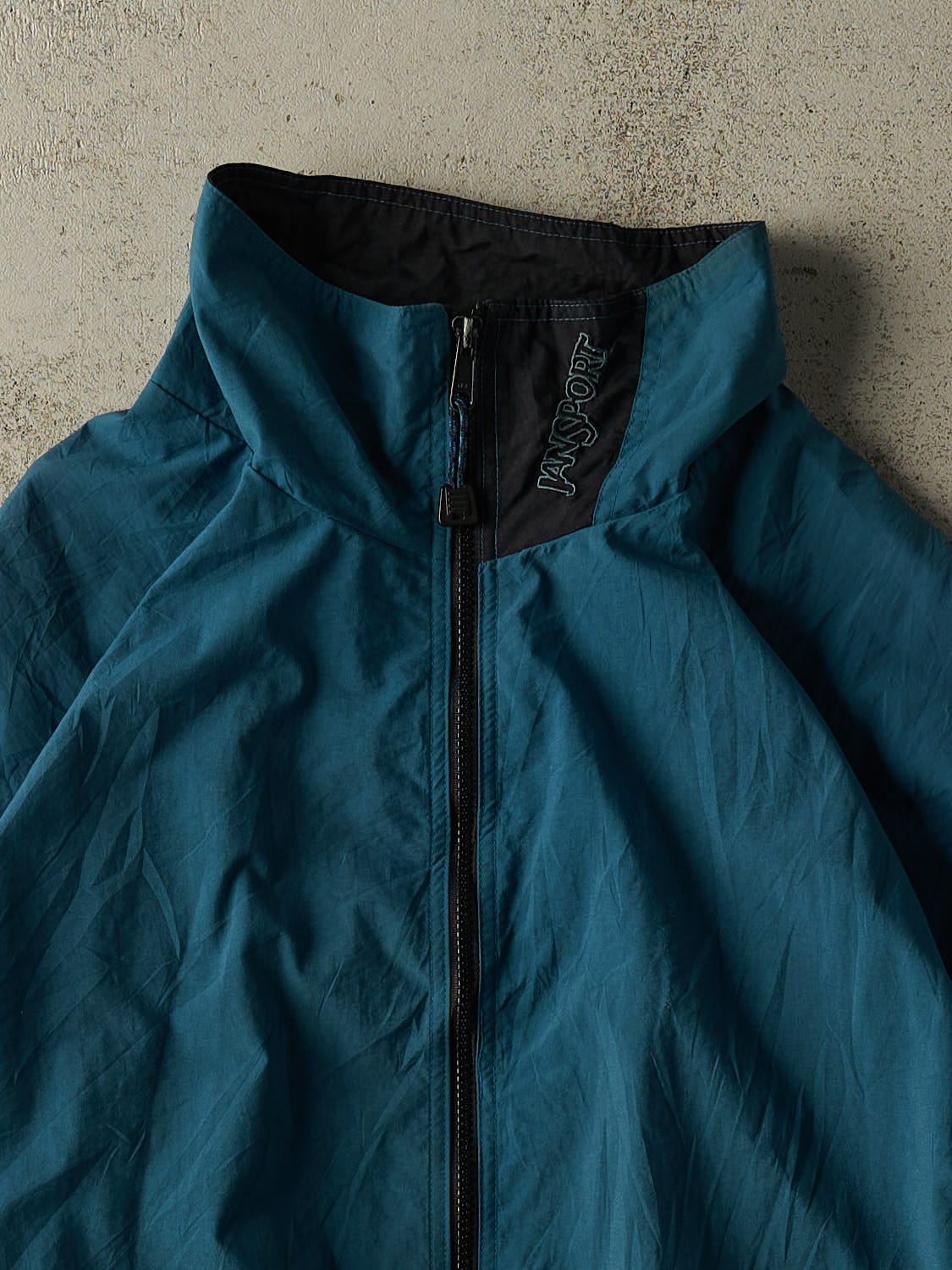 Vintage 90s Teal Jansport Zip Up Windbreaker Jacket (XL/XXL)