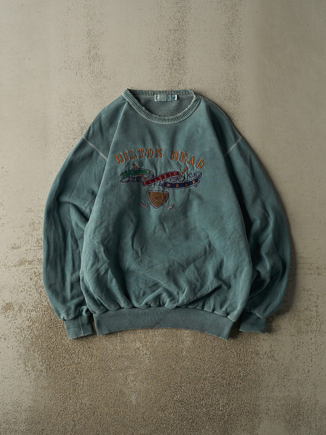 Vintage 90s Washed Green Hilton Head Golf Embroidered Crewneck (L/XL)