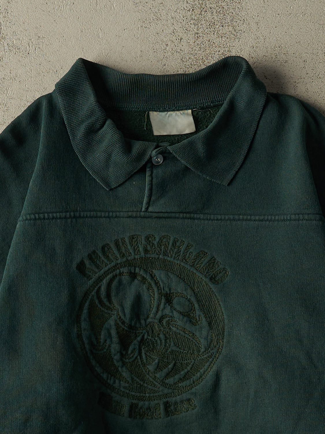 Vintage 90s Green Khahtsahlano Road Race Quarter Button Sweater (S)