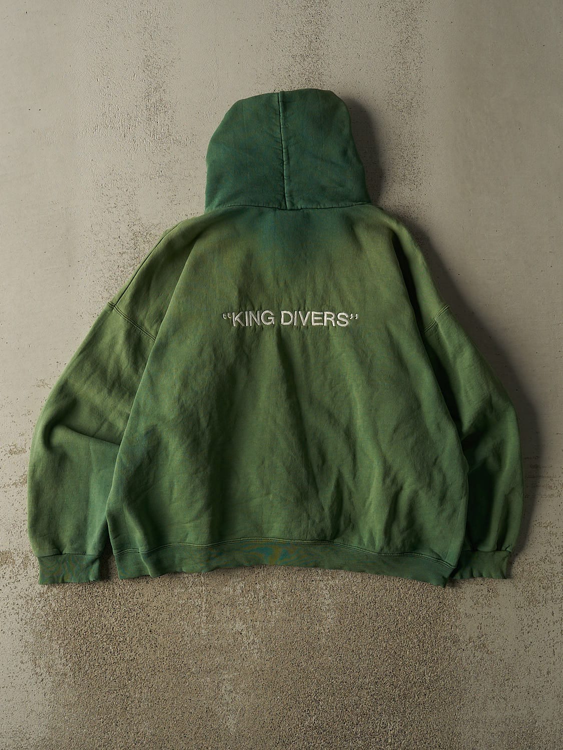 Vintage 90s Sun Faded Green Sub Surface Embroidered Hoodie (L/XL)