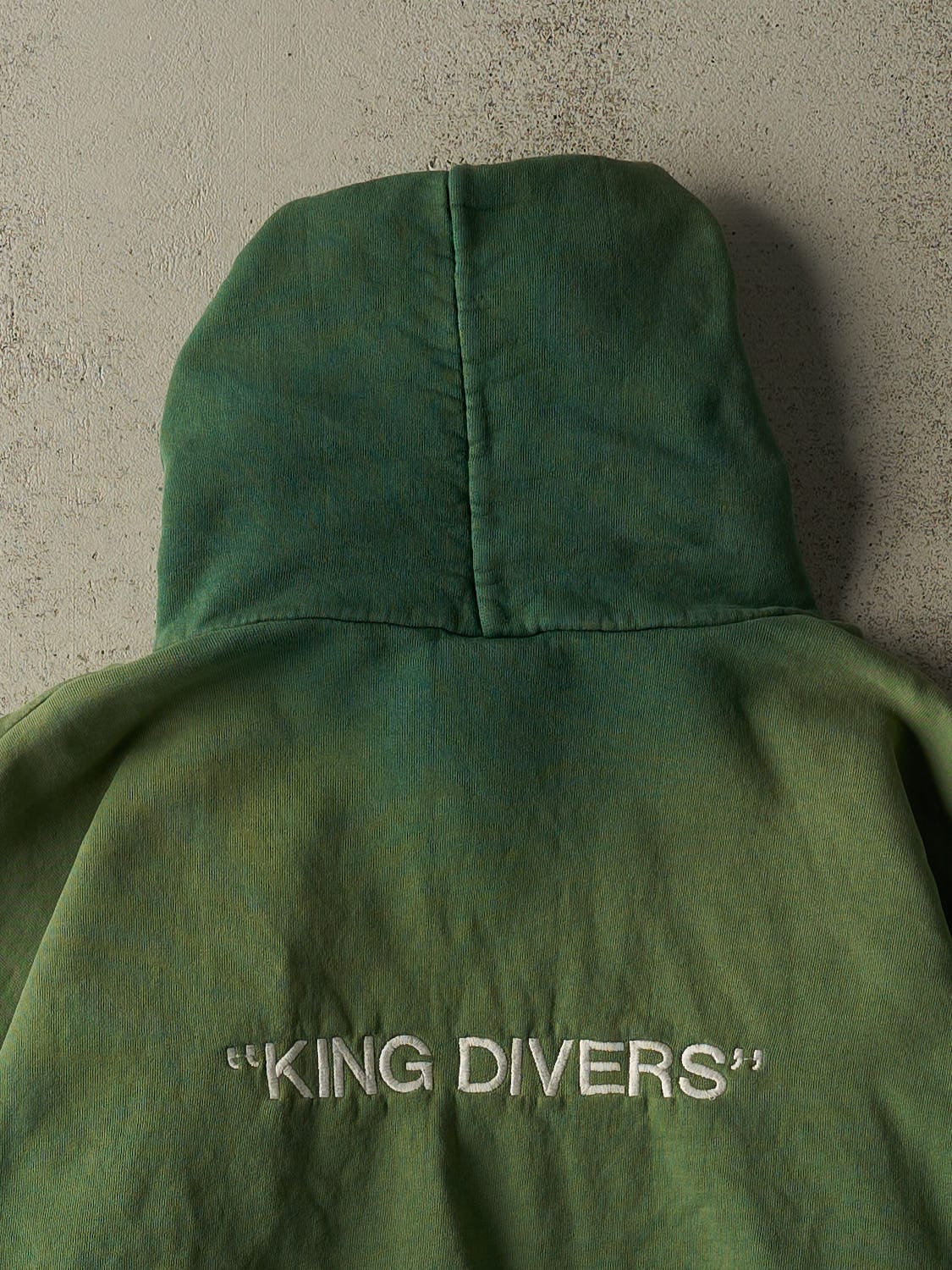 Vintage 90s Sun Faded Green Sub Surface Embroidered Hoodie (L/XL)