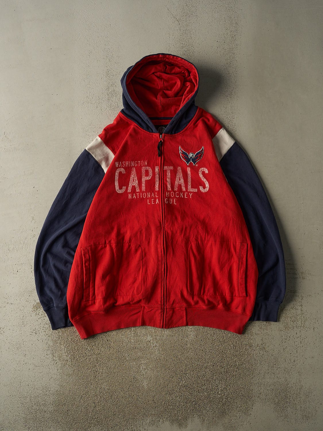 Vintage Y2K Red & Navy Washington Capitals Zip Up Hoodie (XXXL)