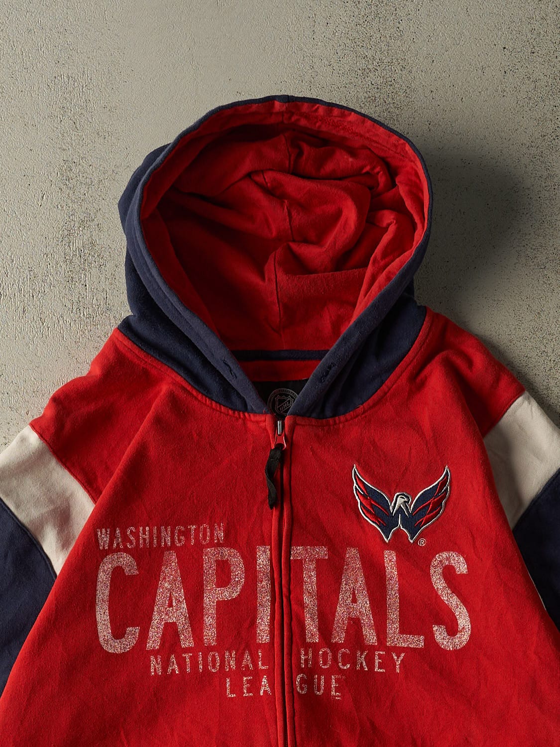 Vintage Y2K Red & Navy Washington Capitals Zip Up Hoodie (XXXL)