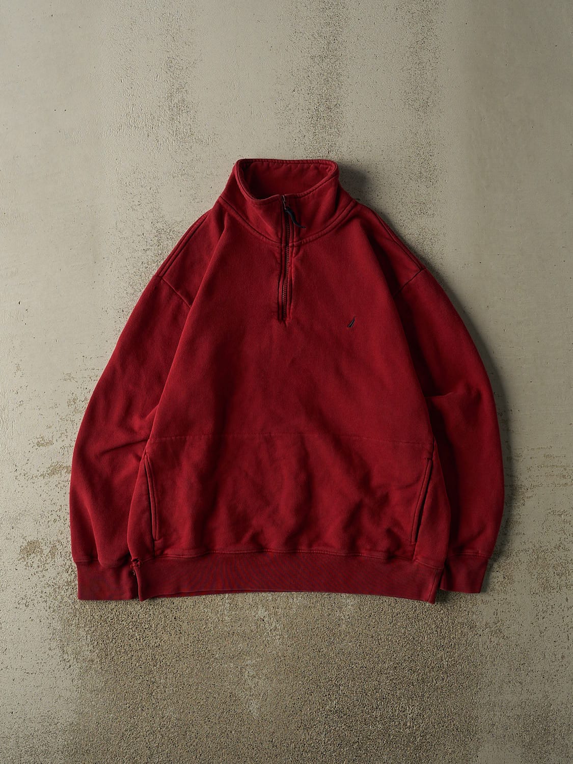Vintage Y2K Burgundy Nautica Quarter Zip Sweater (L/XL)