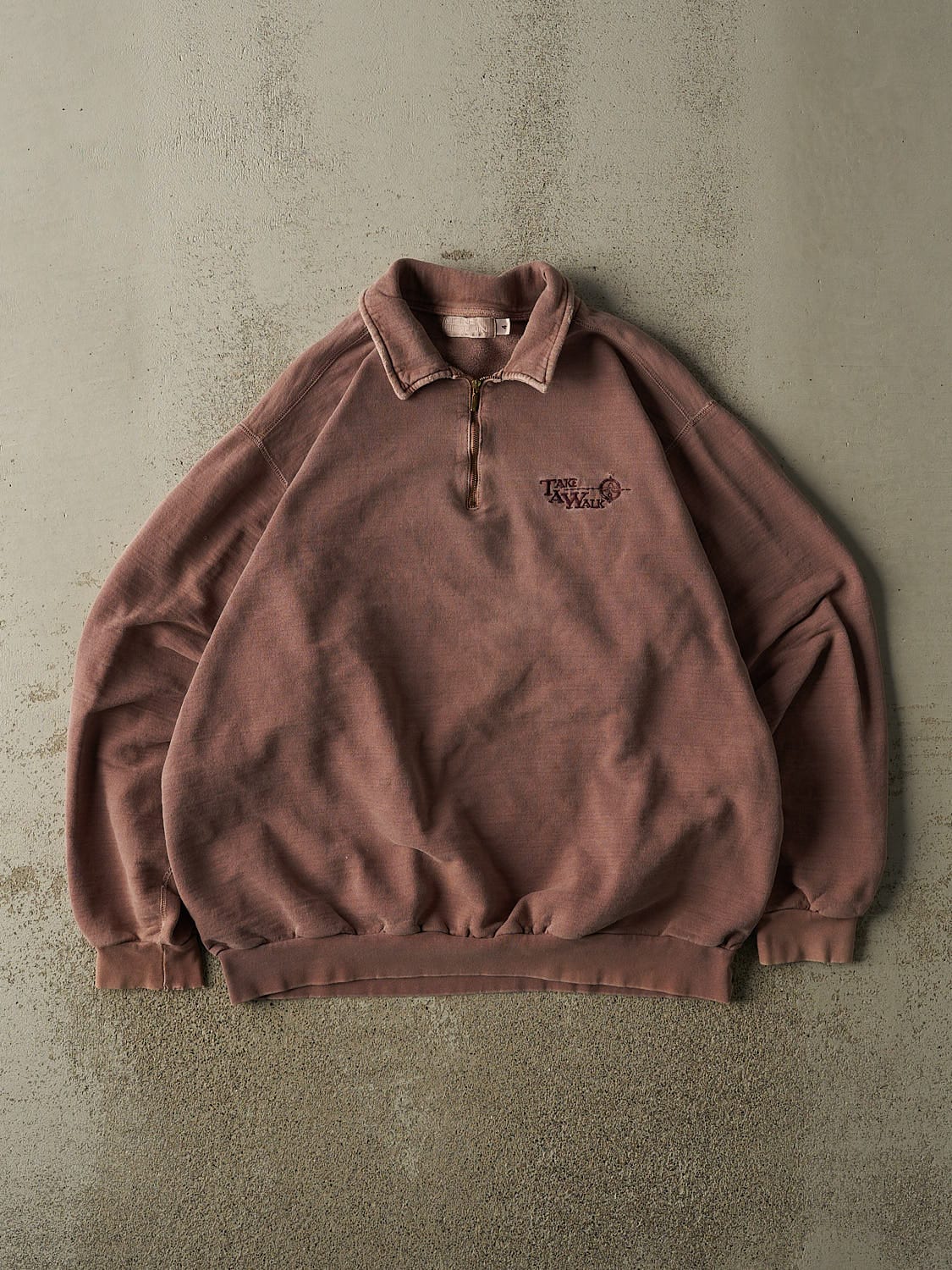 Vintage 90s Washed Burgundy Quarter Zip Sweater (L/XL)