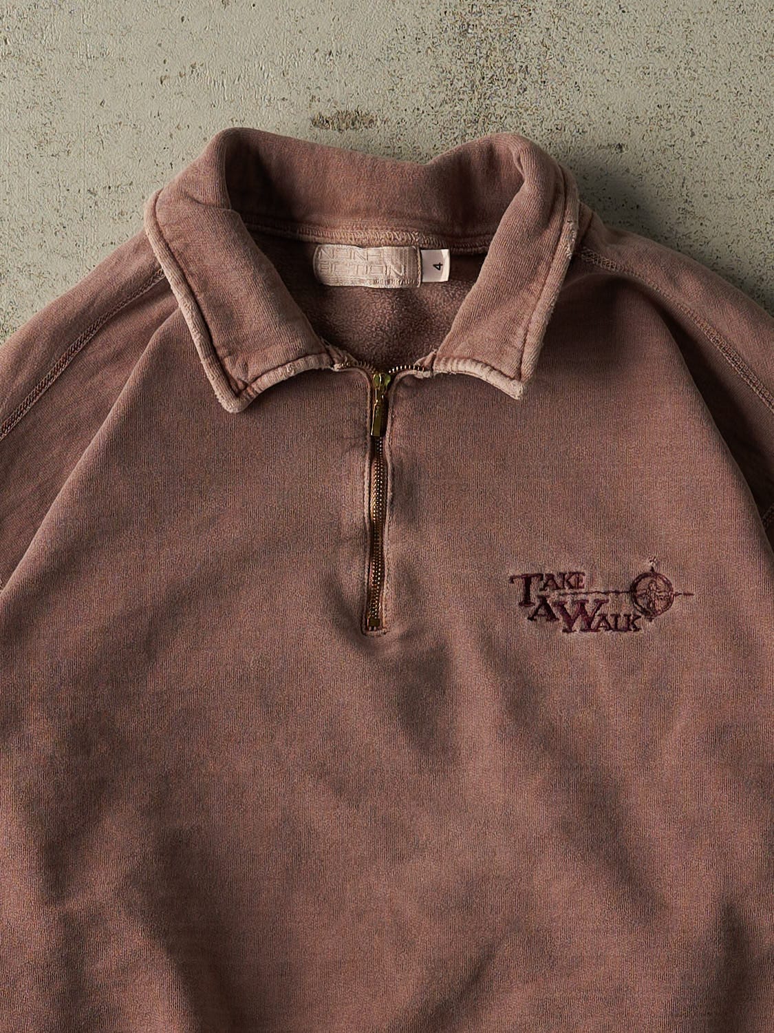 Vintage 90s Washed Burgundy Quarter Zip Sweater (L/XL)