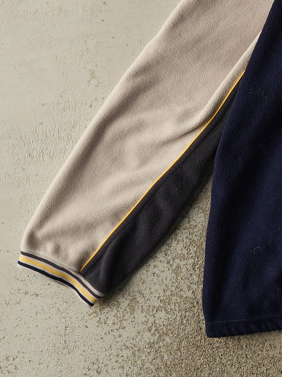 Vintage 90s Beige & Navy Nevada Jeans Quarter Zip Fleece (L/XL)
