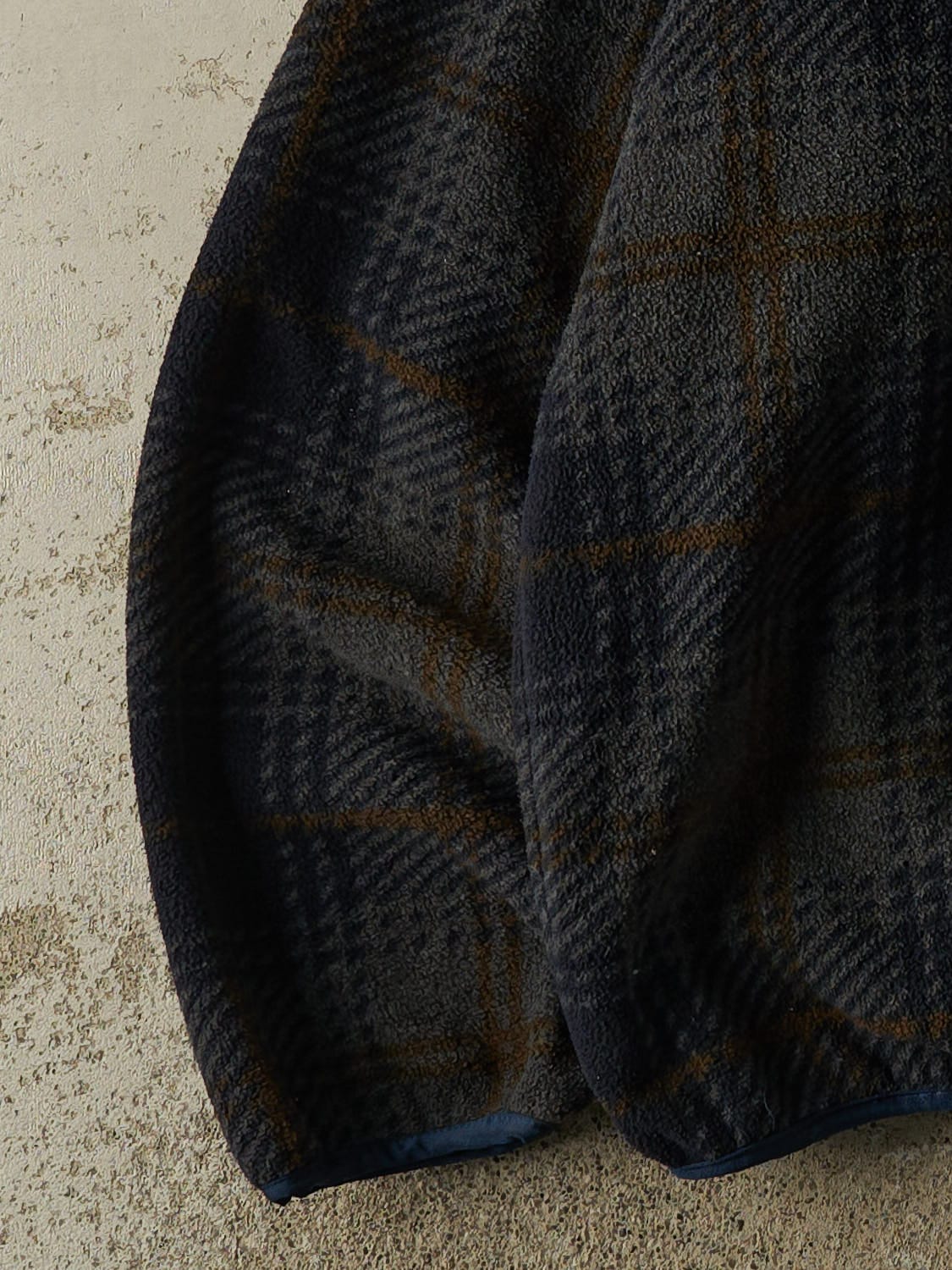 Vintage 90s Charcoal Grey Izod Tartan Quarter Zip Fleece (XL)