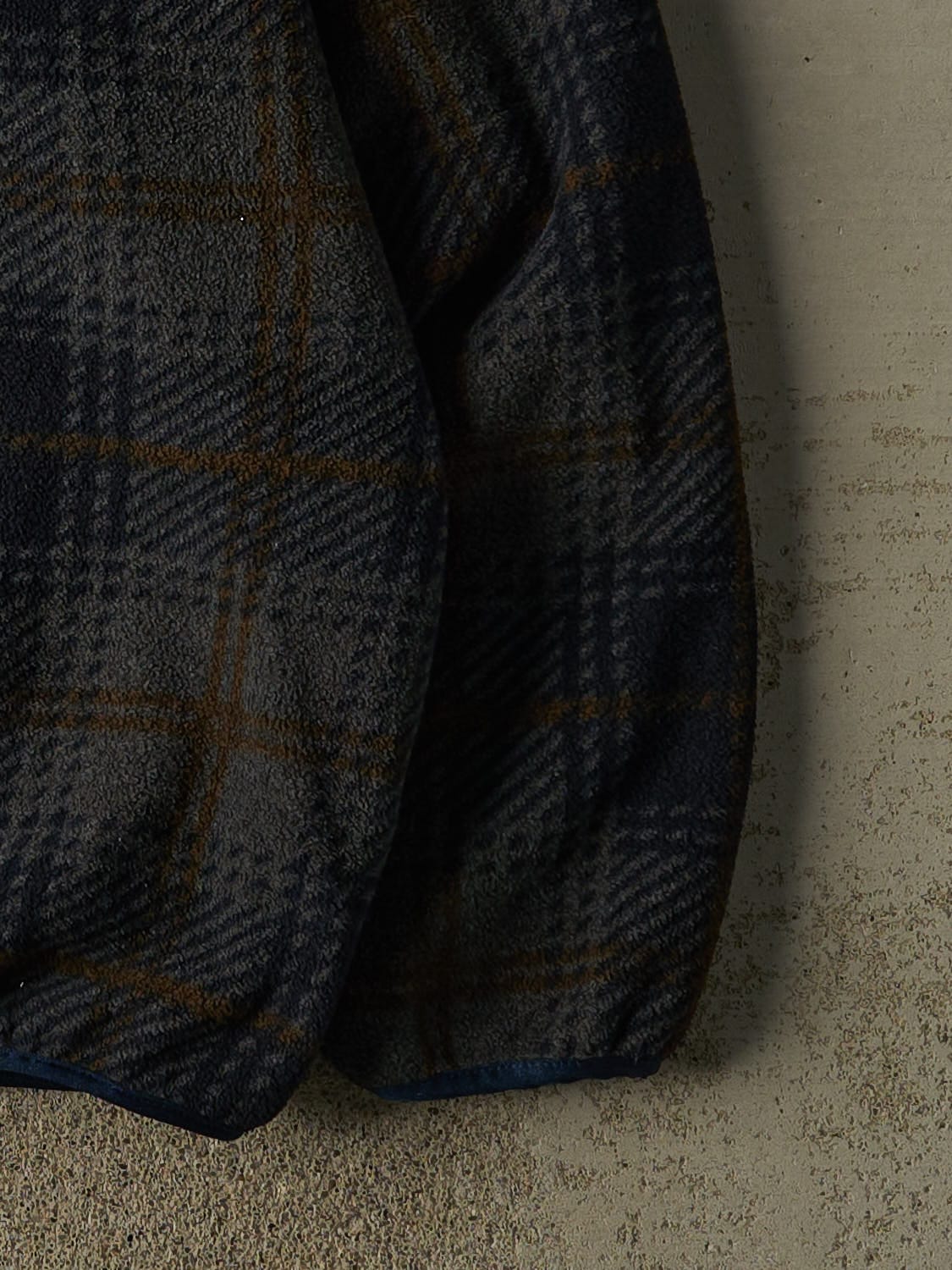 Vintage 90s Charcoal Grey Izod Tartan Quarter Zip Fleece (XL)
