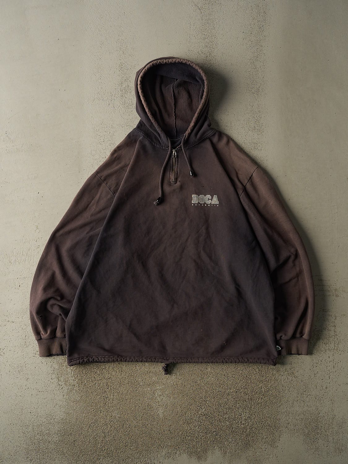 Vintage 90s Charcoal Grey Boca Quarter Zip Hoodie (XXL/XXXL)