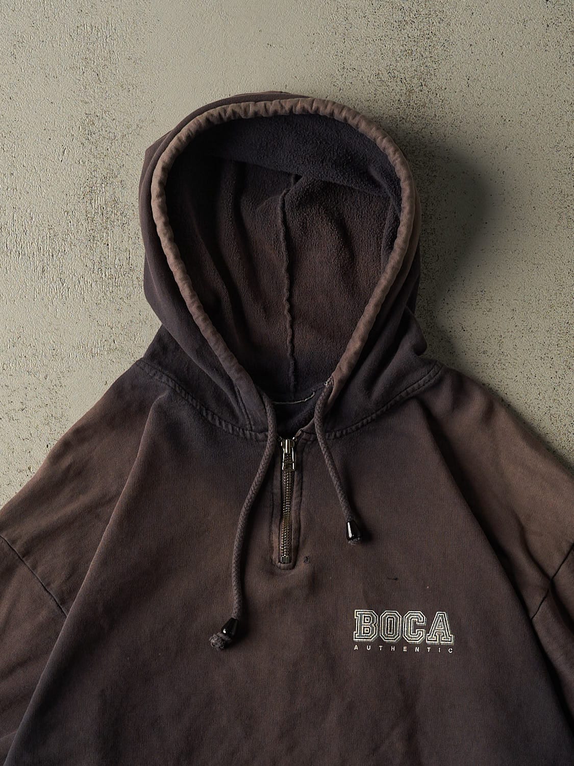 Vintage 90s Charcoal Grey Boca Quarter Zip Hoodie (XXL/XXXL)