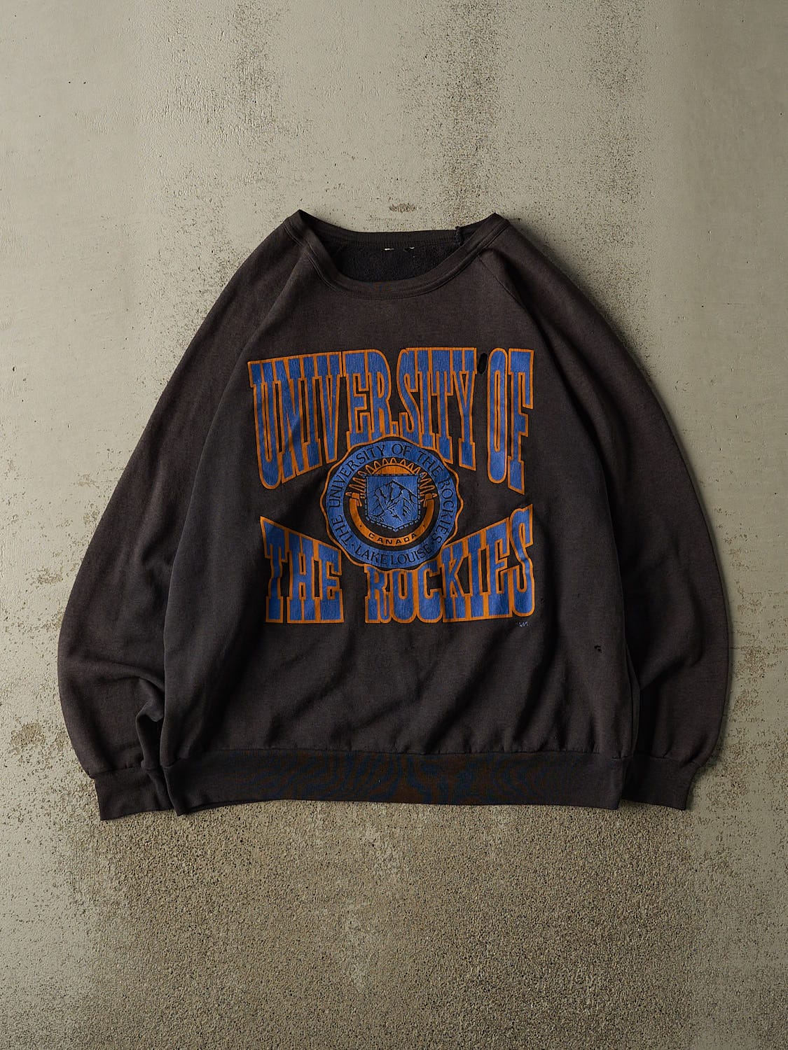 Vintage 80s Sun Faded Black University of the Rockies Crewneck (XL)