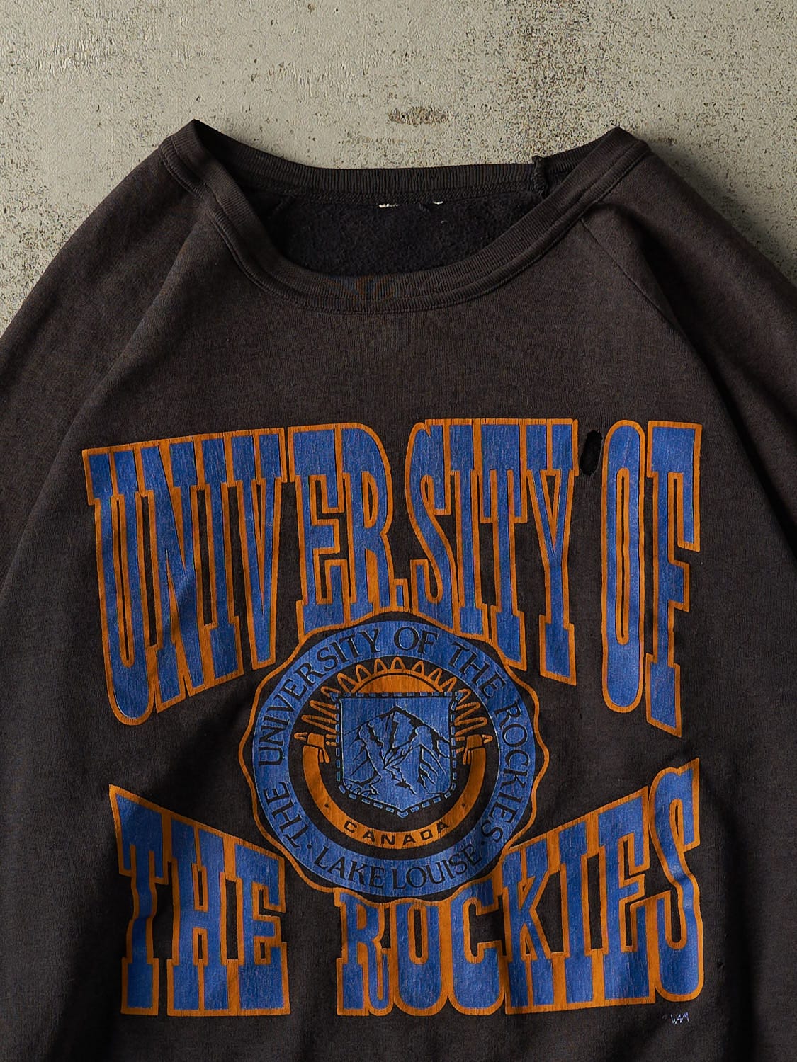 Vintage 80s Sun Faded Black University of the Rockies Crewneck (XL)