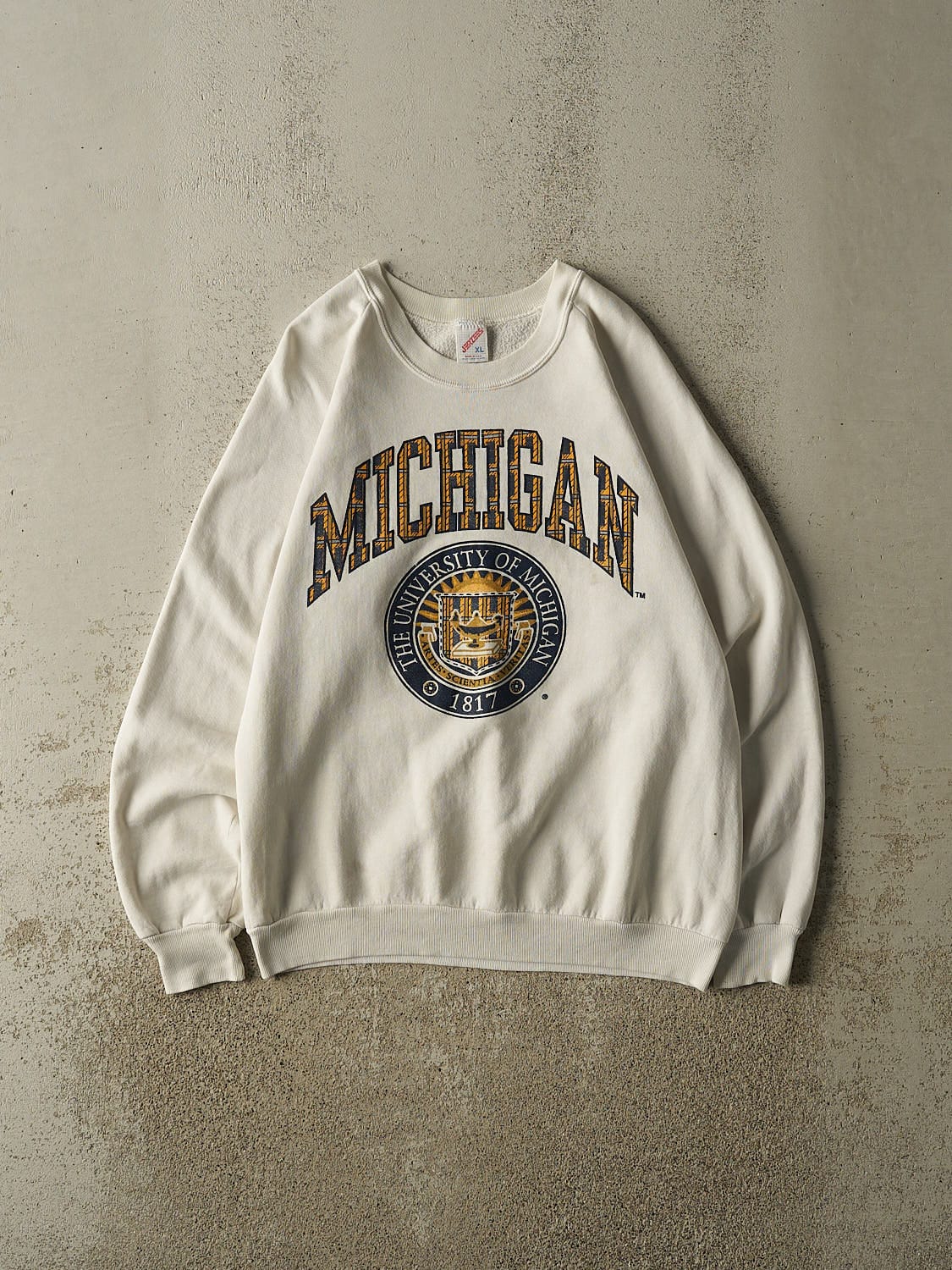 Vintage 80s Beige University of Michigan Crewneck (M)