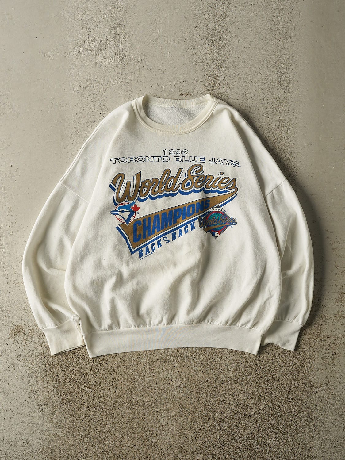 Vintage 93' White Toronto Blue Jays World Series Champion Crewneck (L)