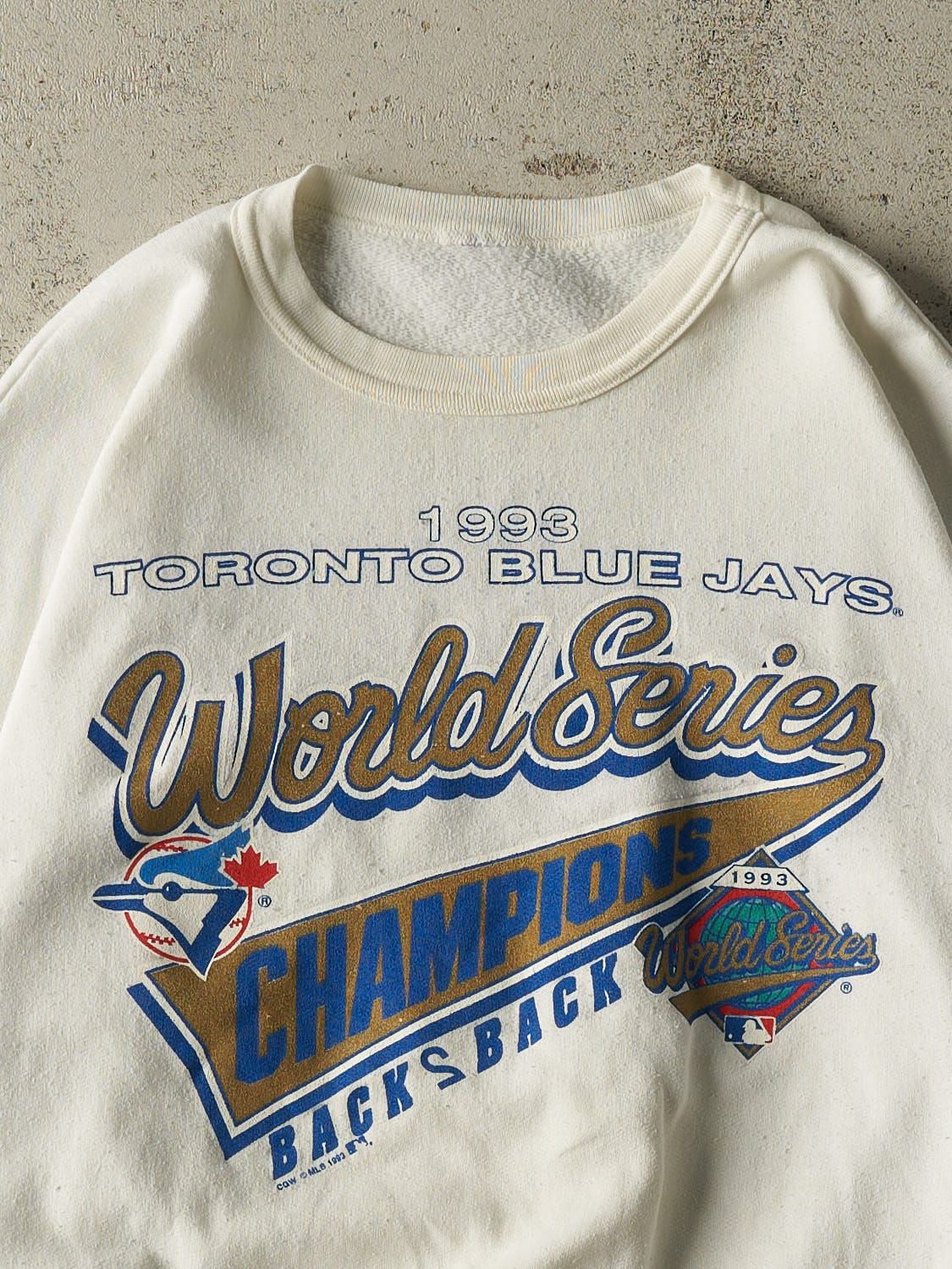Vintage 93' White Toronto Blue Jays World Series Champion Crewneck (L)