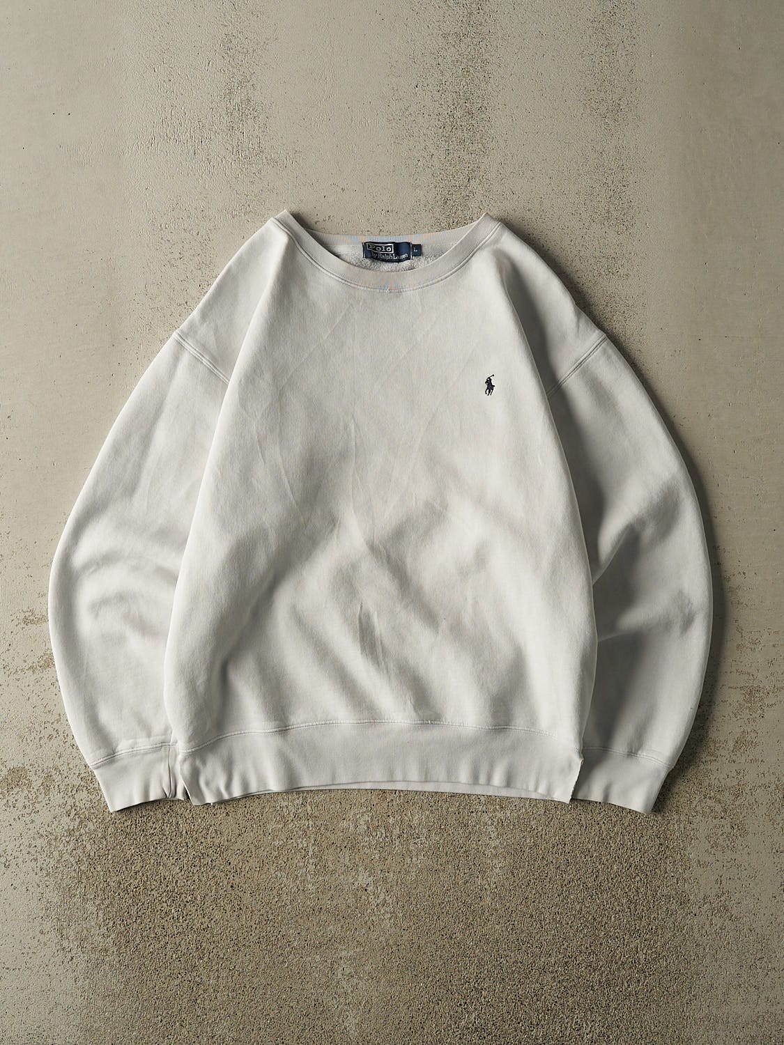 Vintage 90s White Polo Ralph Lauren Crewneck (L/XL)