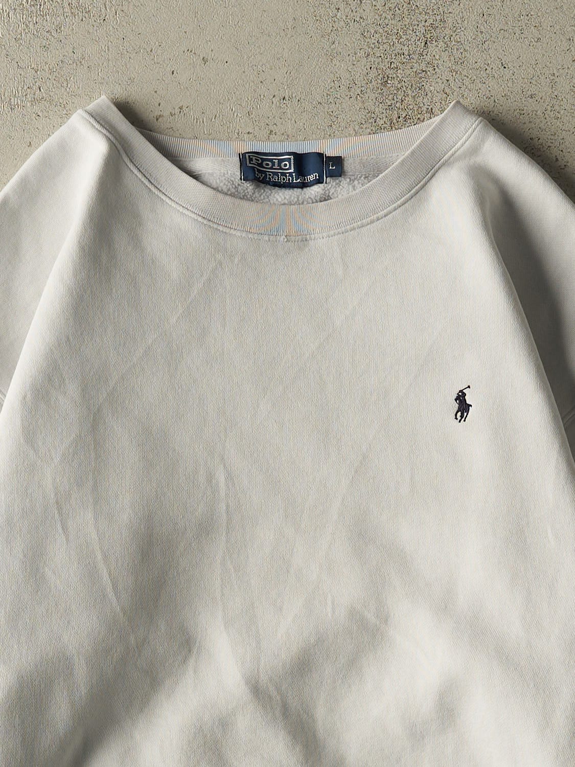 Vintage 90s White Polo Ralph Lauren Crewneck (L/XL)