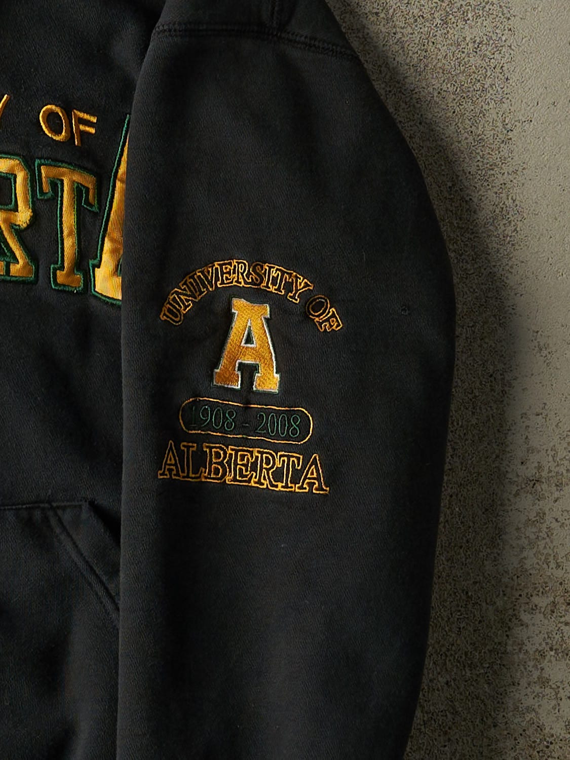 Vintage 08' Faded Black University of Alberta Hoodie (S/M)
